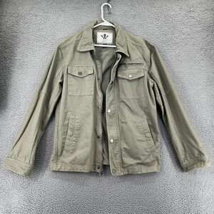 WenVen Canvas Jacket Men's M Cotton Military Lapel Classic‎ Casual Outwear Green